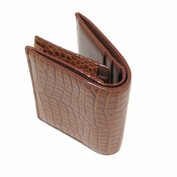 Jimmy Choo Jimmy Choo Jimmy Choo Crocodile Embossed Bifold Wallet Leather Short Wallet in Fair Condition Size ONE SIZE - 3 Thumbnail