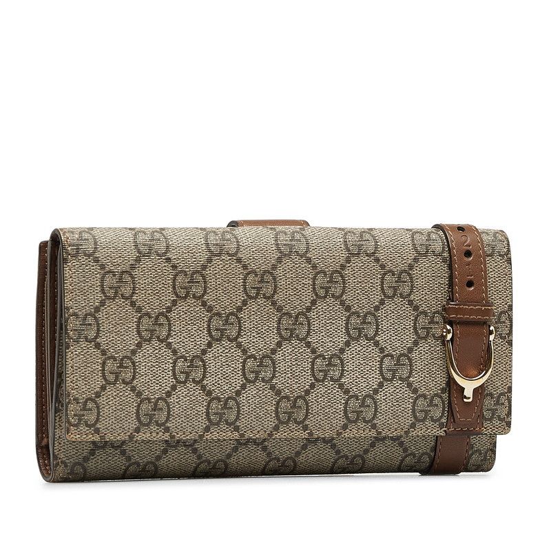 Gucci Gucci Gucci GG Supreme Bifold Wallet Beige Brown PVC Leather Canvas Short Wallet 309754 in Very Good Condition Size ONE SIZE - 2 Thumbnail