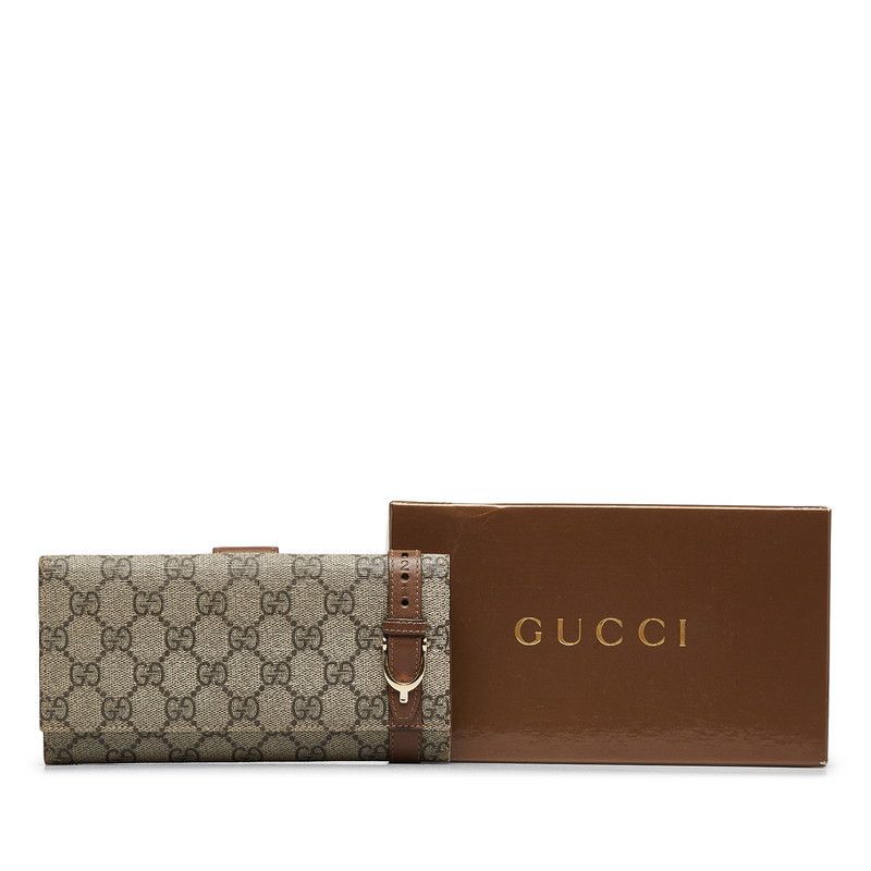 Gucci Gucci Gucci GG Supreme Bifold Wallet Beige Brown PVC Leather Canvas Short Wallet 309754 in Very Good Condition Size ONE SIZE - 9 Thumbnail