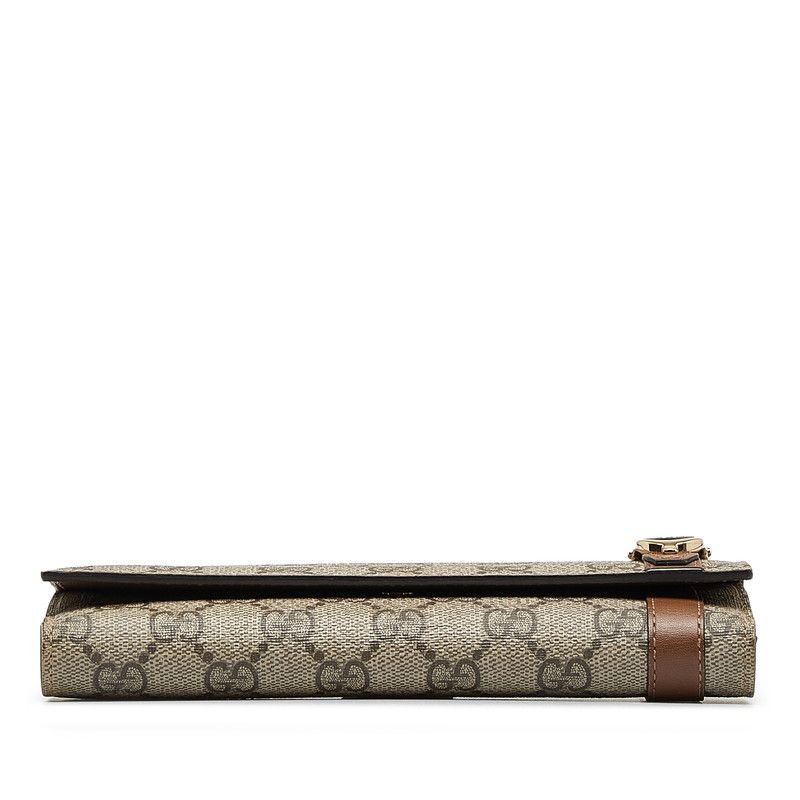 Gucci Gucci Gucci GG Supreme Bifold Wallet Beige Brown PVC Leather Canvas Short Wallet 309754 in Very Good Condition Size ONE SIZE - 4 Thumbnail