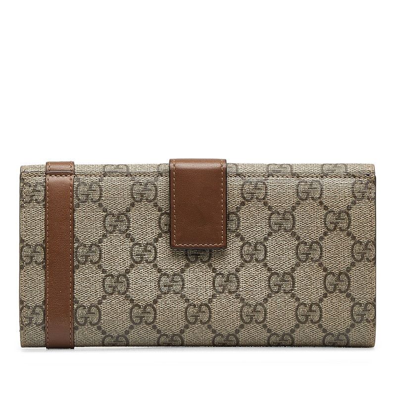 Gucci Gucci Gucci GG Supreme Bifold Wallet Beige Brown PVC Leather Canvas Short Wallet 309754 in Very Good Condition Size ONE SIZE - 3 Thumbnail
