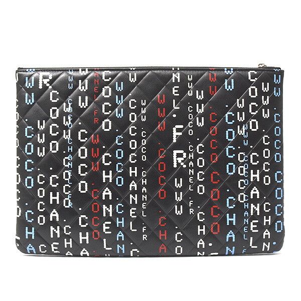 Chanel Chanel Chanel Lambskin Typography Clutch Bag Black Leather Clutch Bag 24＊＊＊＊＊＊ in Great Condition Size ONE SIZE - 2 Thumbnail