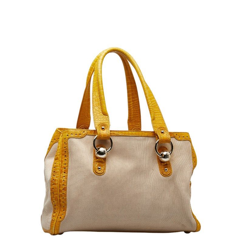 Celine Celine Celine Canvas Leather Croc Embossed Tote Bag Canvas Tote Bag in Very Good Condition Size ONE SIZE - 2 Thumbnail