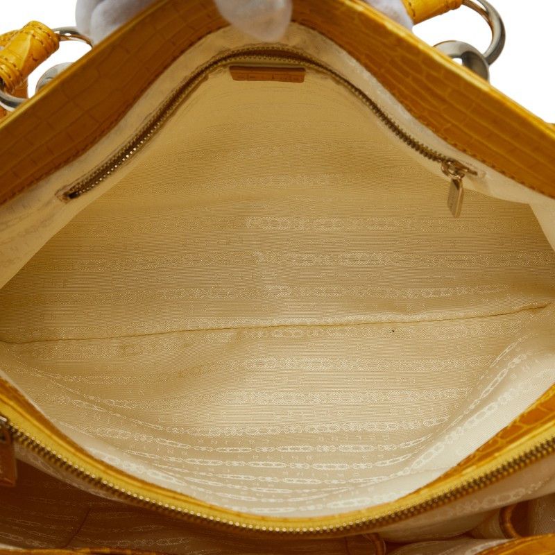 Celine Celine Celine Canvas Leather Croc Embossed Tote Bag Canvas Tote Bag in Very Good Condition Size ONE SIZE - 10 Thumbnail