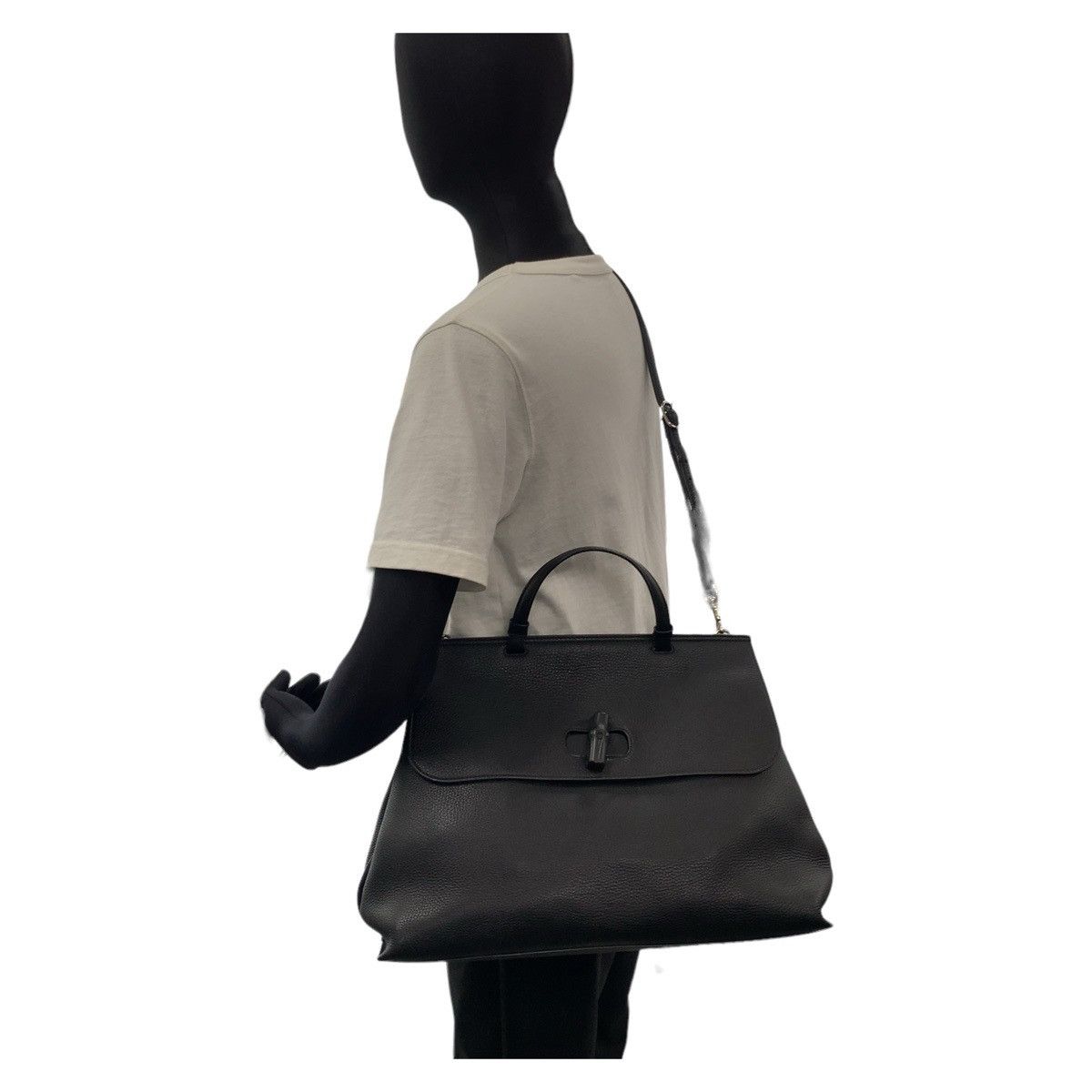 Gucci Gucci Gucci Bamboo Leather Handbag Black 2way Leather Handbag 370830 in Great Condition Size ONE SIZE - 8 Thumbnail