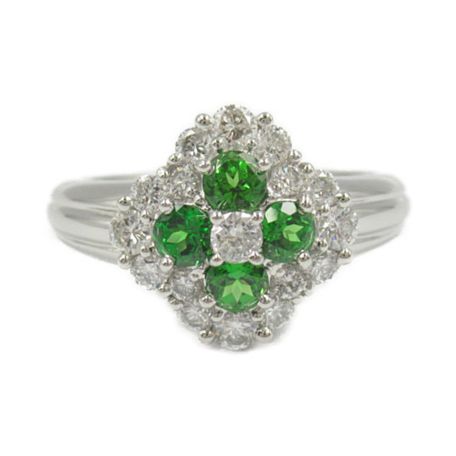 Other Other Platinum Emerald Diamond Ring Metal Ring in Great Condition Size ONE SIZE - 2 Thumbnail