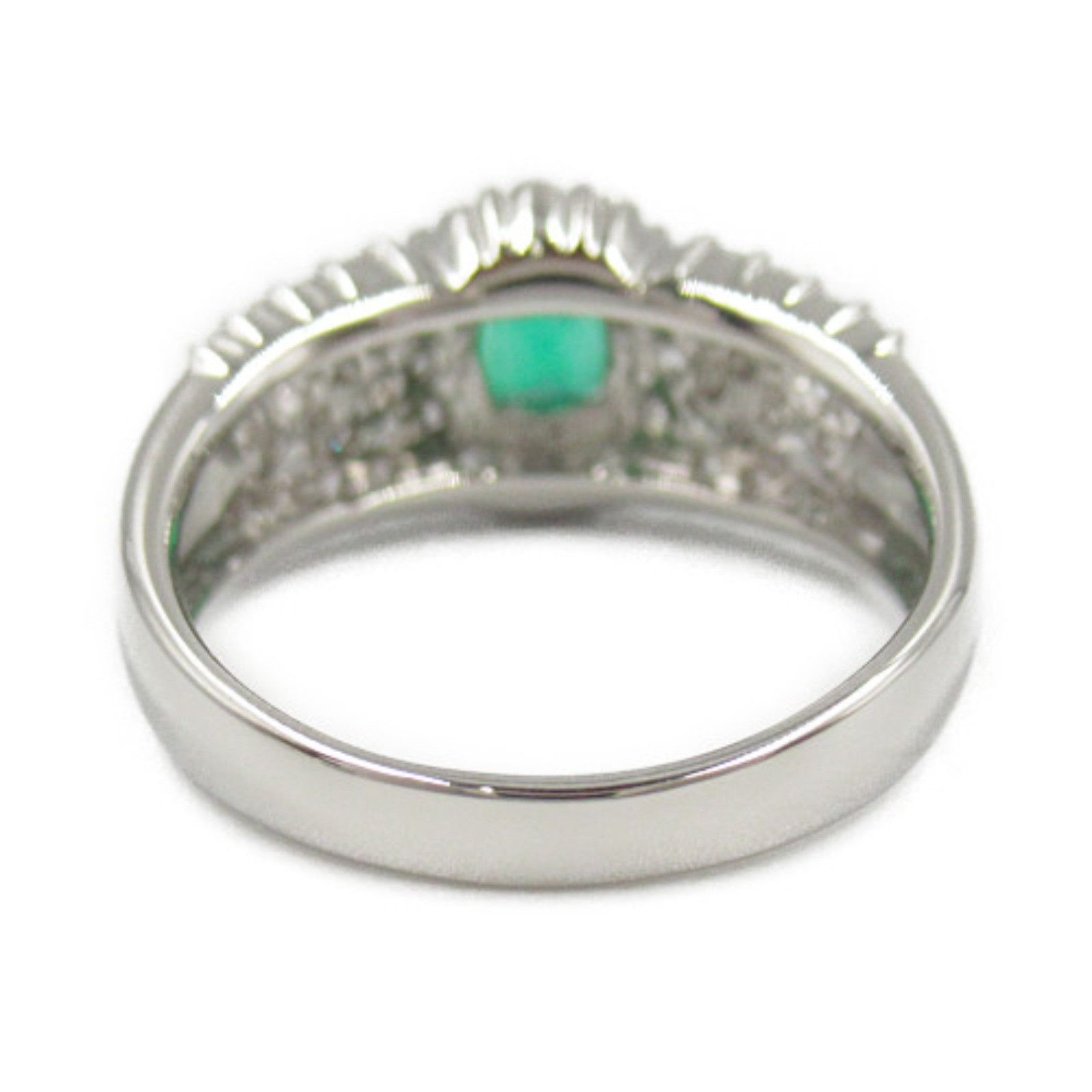 Other Other Platinum Emerald Ring Metal Ring in Great Condition Size ONE SIZE - 3 Thumbnail