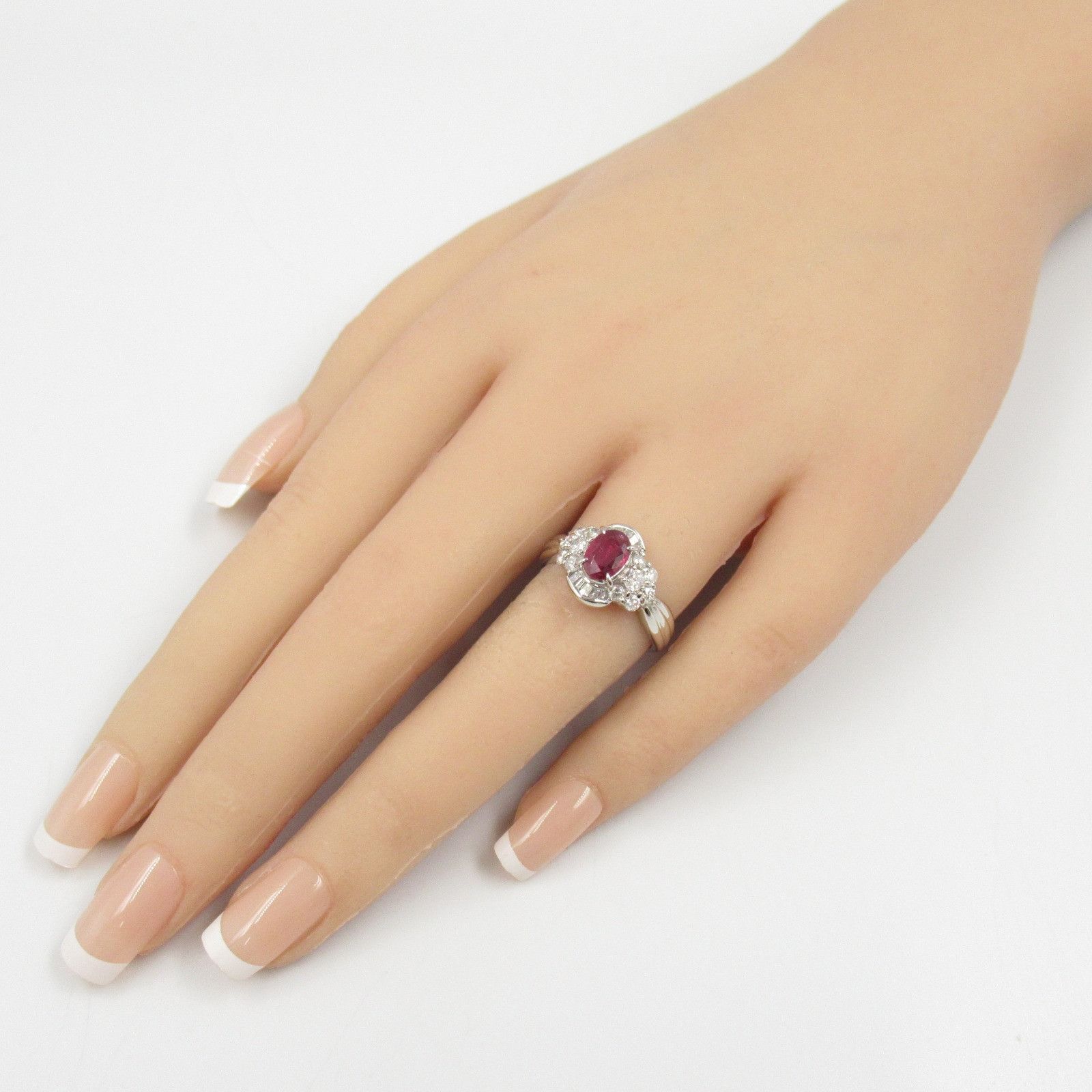 Other Other Platinum Ruby Diamond Ring Metal Ring in Great Condition Size ONE SIZE - 8 Thumbnail