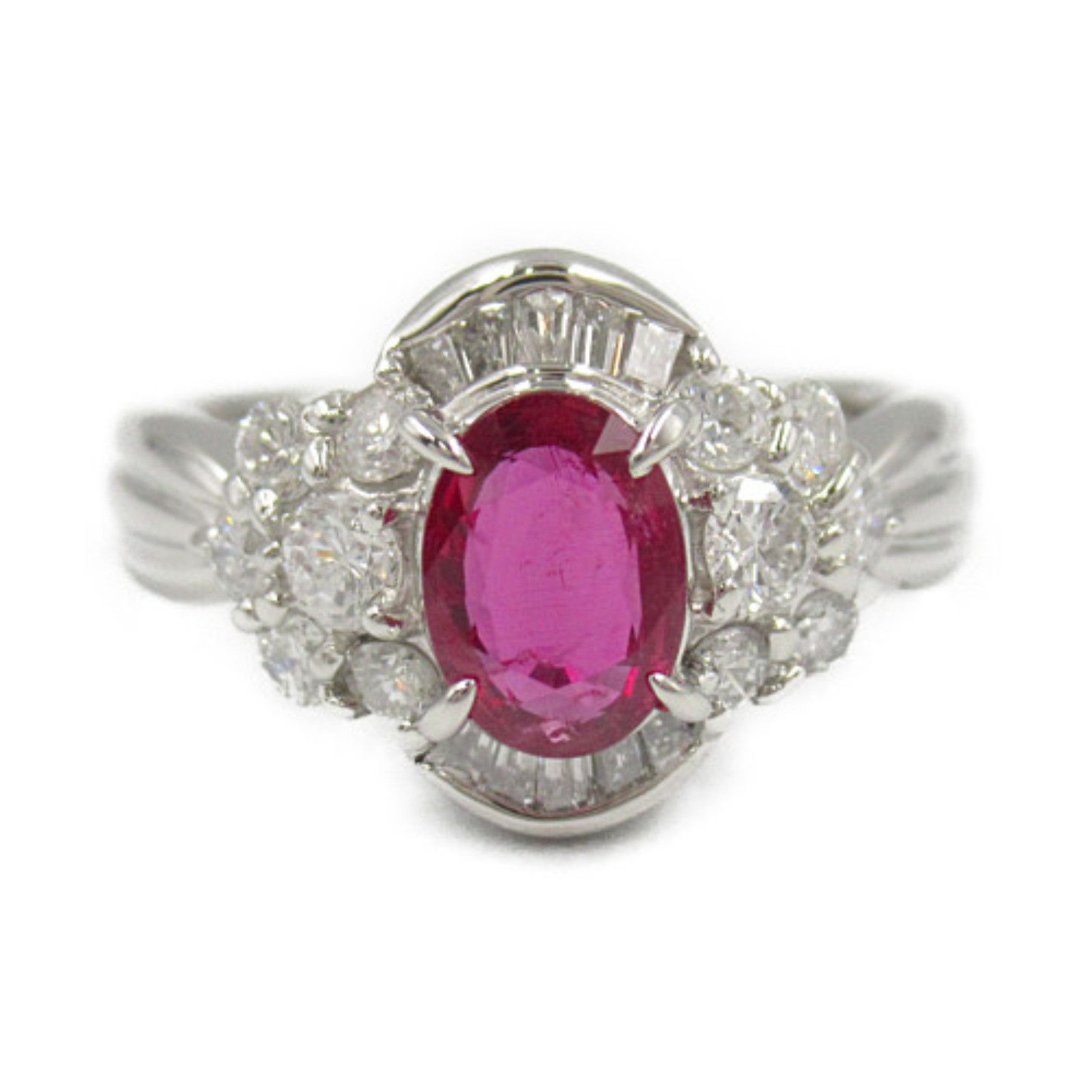 Other Other Platinum Ruby Diamond Ring Metal Ring in Great Condition Size ONE SIZE - 2 Thumbnail