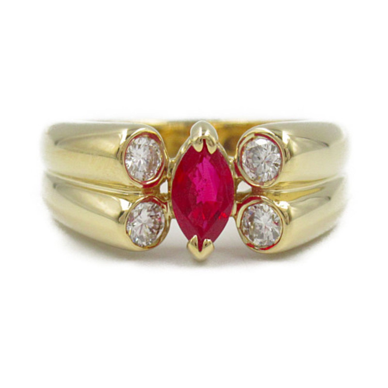 Other Other 18K Ruby Diamond Ring Metal Ring in Great Condition Size ONE SIZE - 2 Thumbnail
