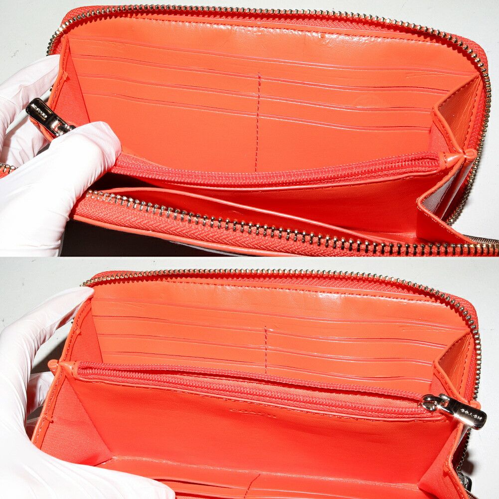 Coach Coach Coach Signature Accordion Zip Wallet Orange Canvas Long Wallet F54630 in Pristine Condition Size ONE SIZE - 4 Thumbnail