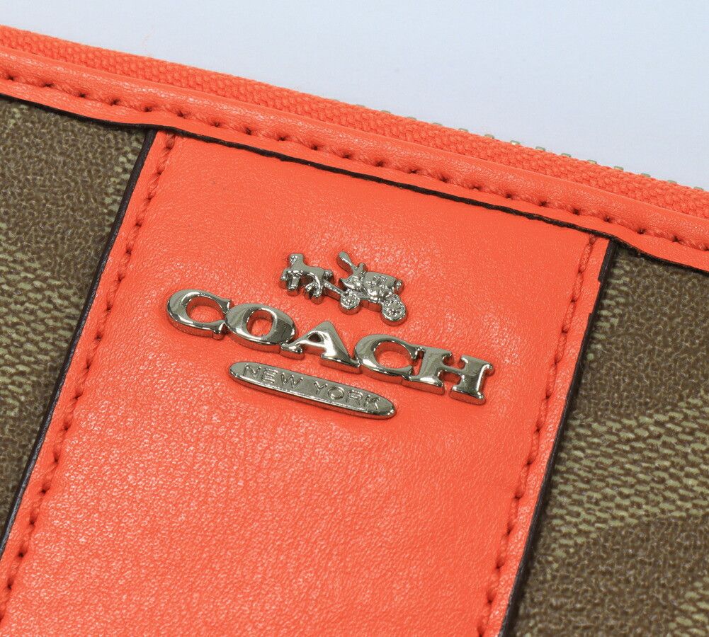 Coach Coach Coach Signature Accordion Zip Wallet Orange Canvas Long Wallet F54630 in Pristine Condition Size ONE SIZE - 6 Thumbnail