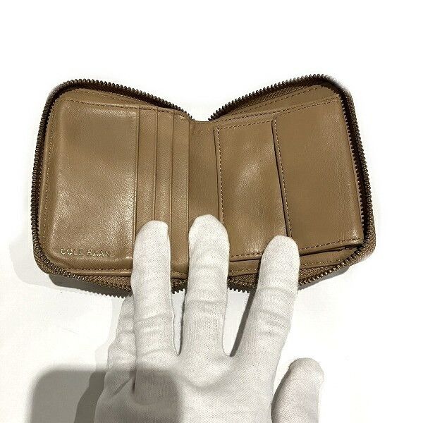 Other Other Cole Haan Beige Bifold Wallet PVC Leather Canvas Short Wallet in Good Condition Size ONE SIZE - 2 Thumbnail