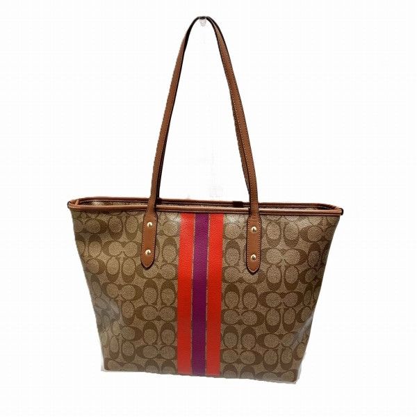 Coach Coach Coach Varsity Stripe City Zip Tote Bag F38405 Canvas Tote Bag F38405 in Good Condition Size ONE SIZE - 2 Thumbnail
