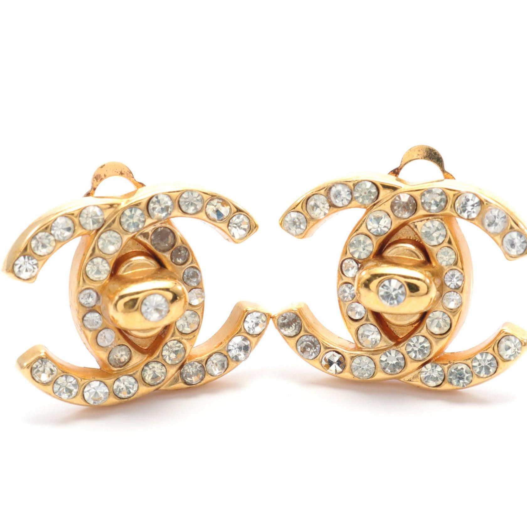 Chanel Chanel CC Rhinestone Clip On Earrings Metal Earrings 96A in Very Good Condition Size ONE SIZE - 5 Thumbnail