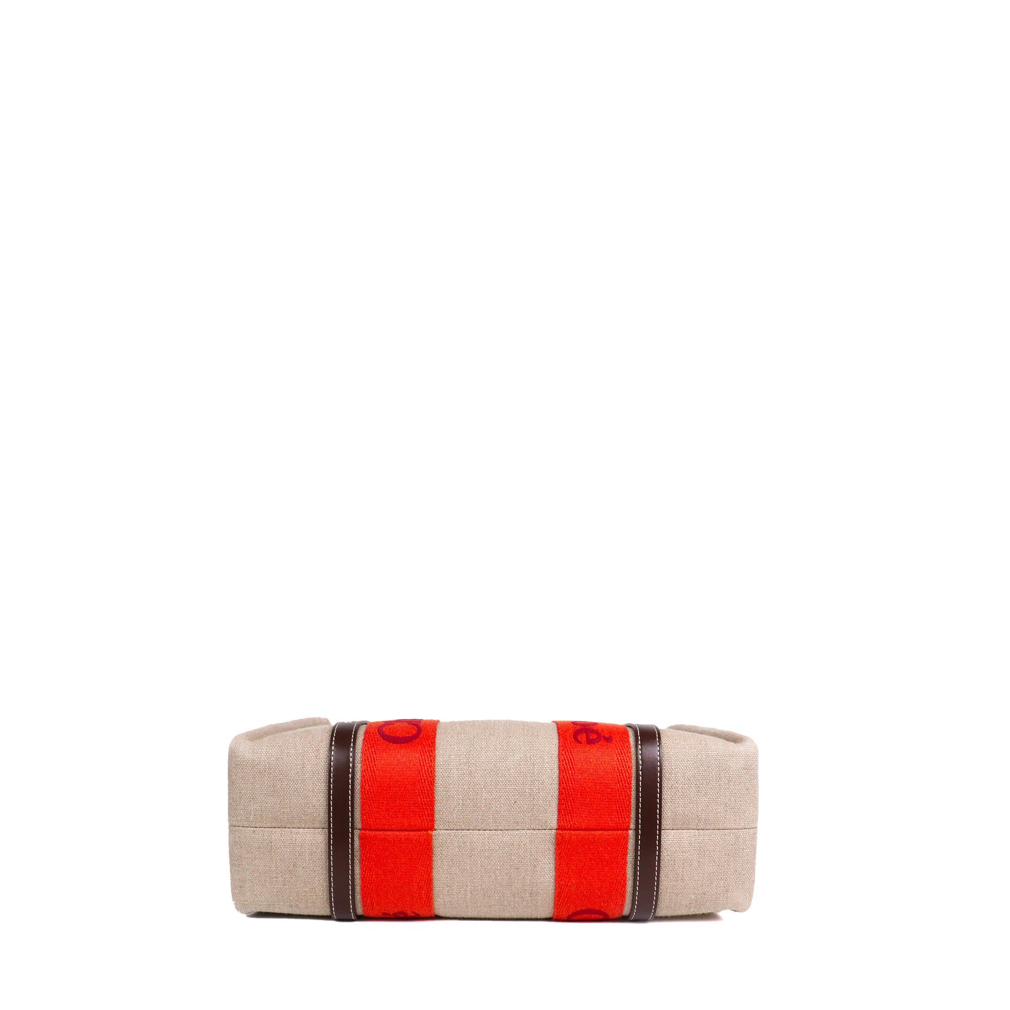 Chloe CHLOÉ - Woody Chloé shopping bag in beige and orange canvas Size ONE SIZE - 4 Thumbnail
