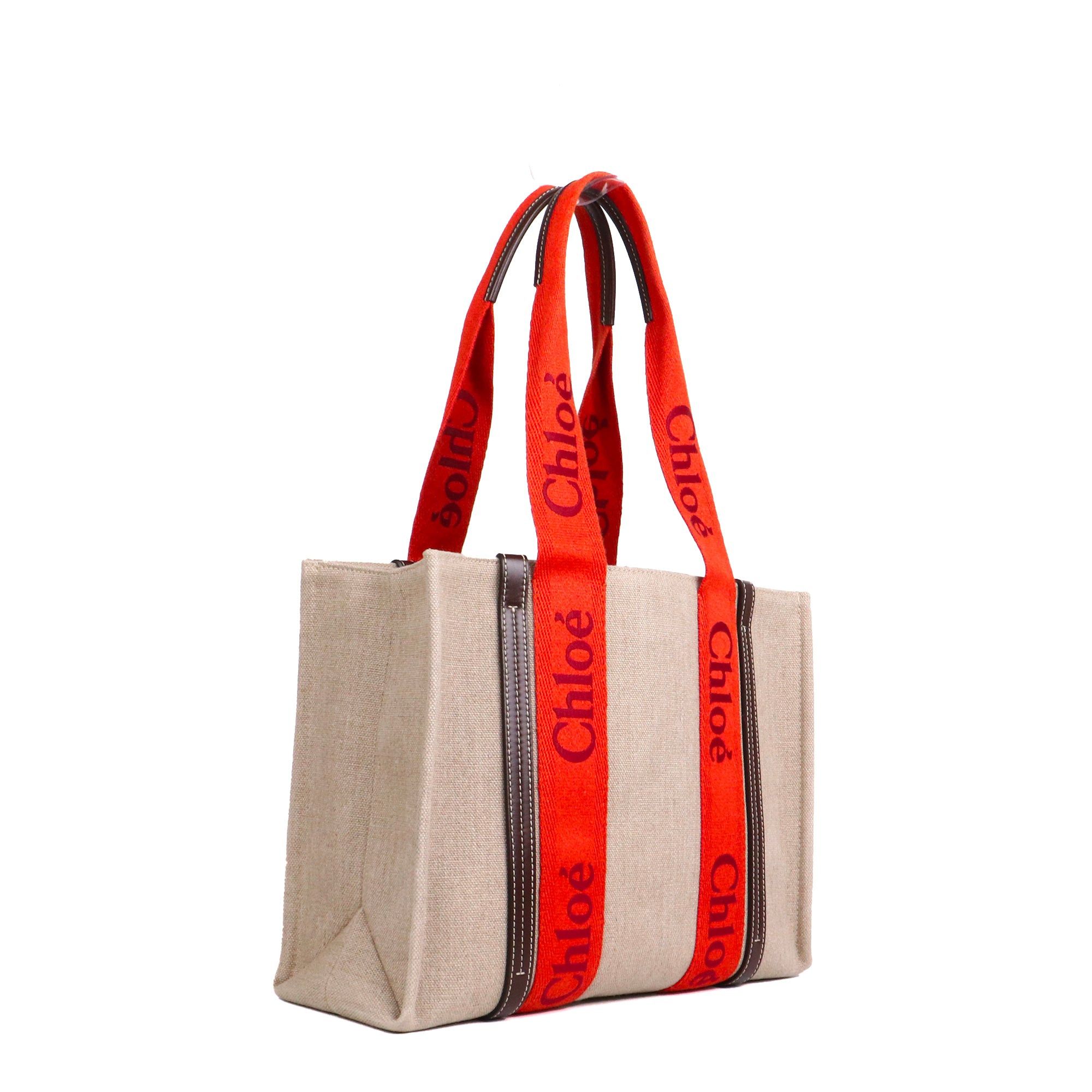 Chloe CHLOÉ - Woody Chloé shopping bag in beige and orange canvas Size ONE SIZE - 2 Thumbnail