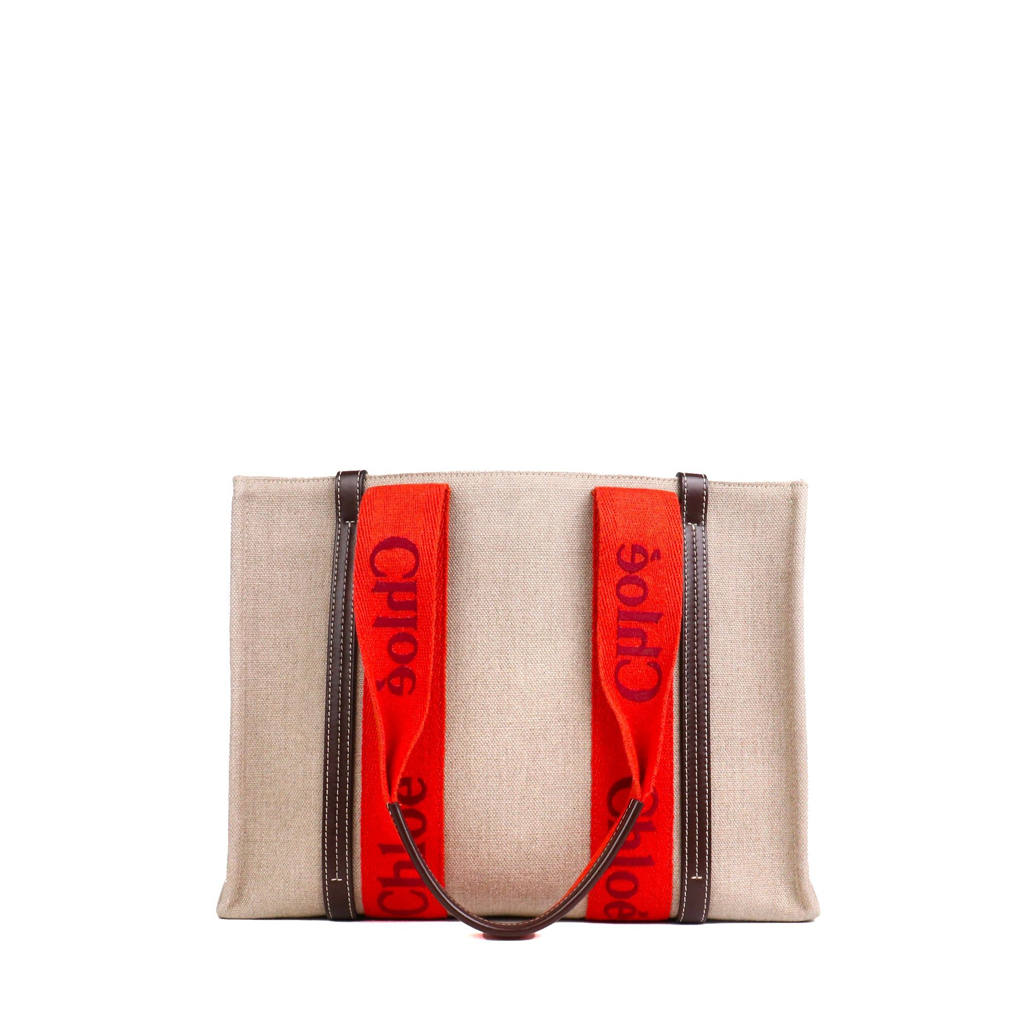 Chloe CHLOÉ - Woody Chloé shopping bag in beige and orange canvas Size ONE SIZE - 3 Thumbnail