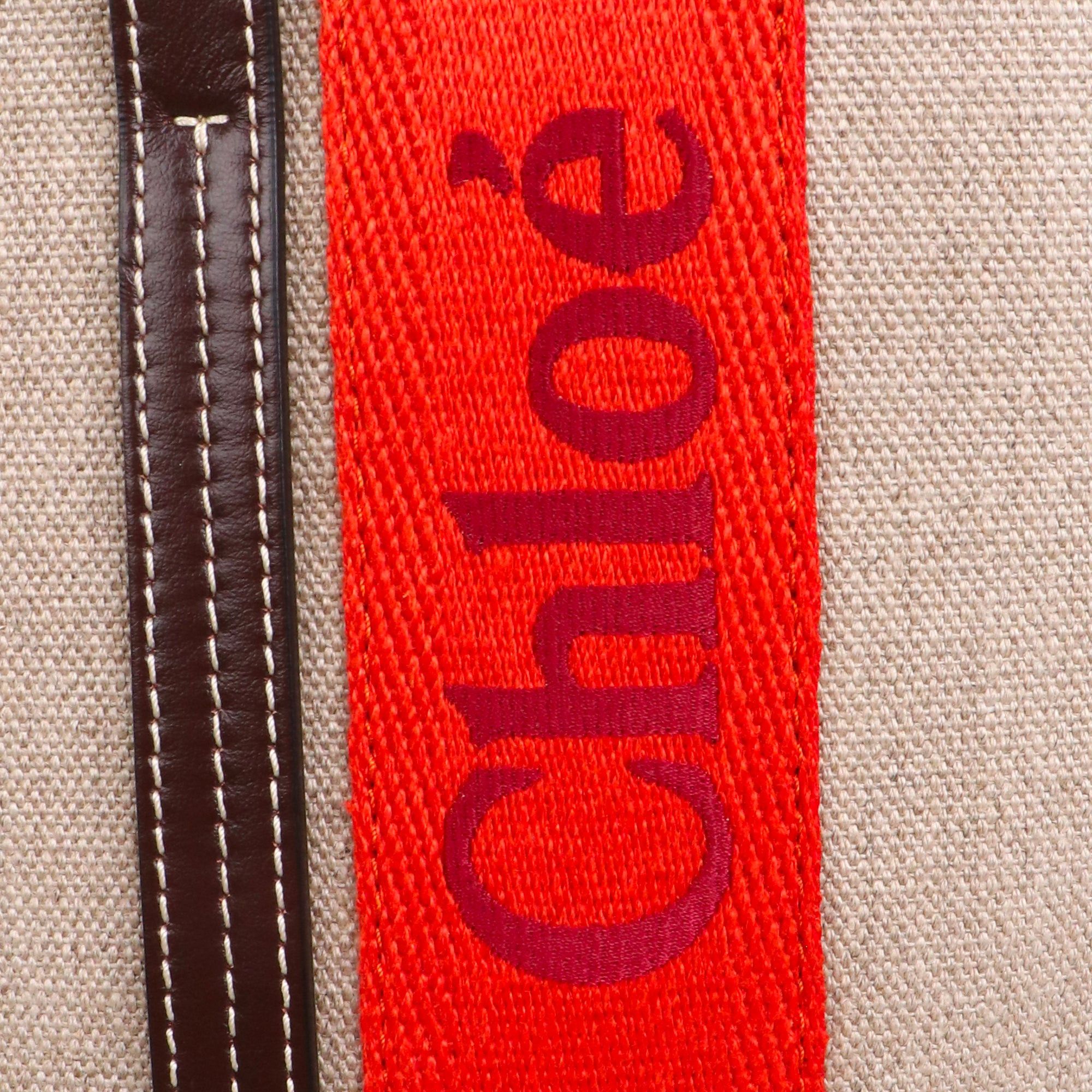 Chloe CHLOÉ - Woody Chloé shopping bag in beige and orange canvas Size ONE SIZE - 5 Thumbnail