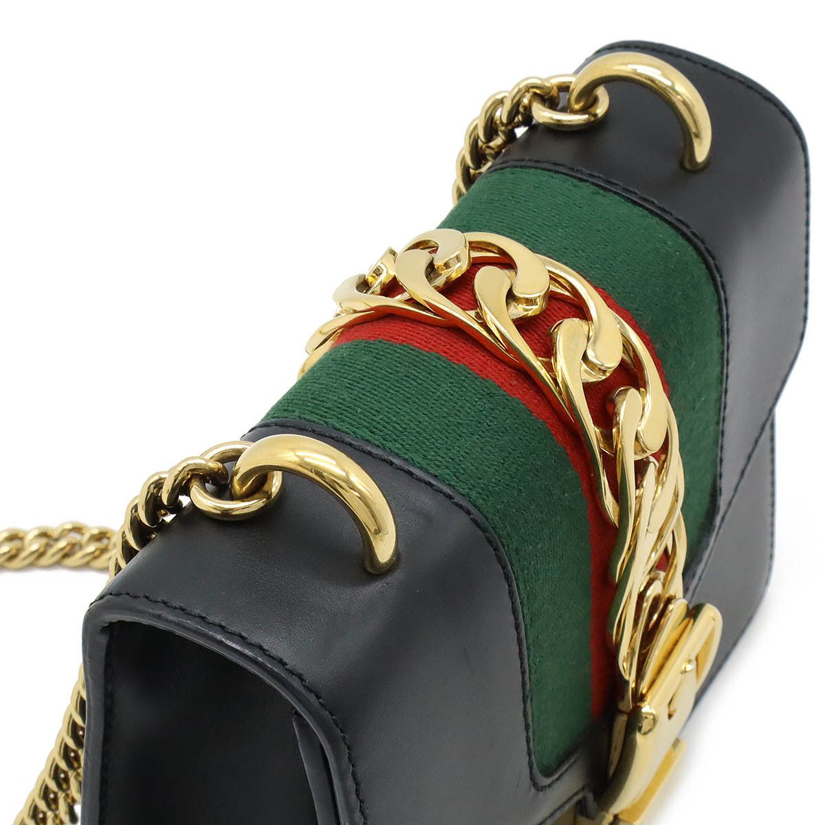 Gucci Gucci Gucci Sylvie Leather Mini Chain Bag Black Leather Crossbody Bag 431666 in Very Good Condition Size ONE SIZE - 5 Thumbnail