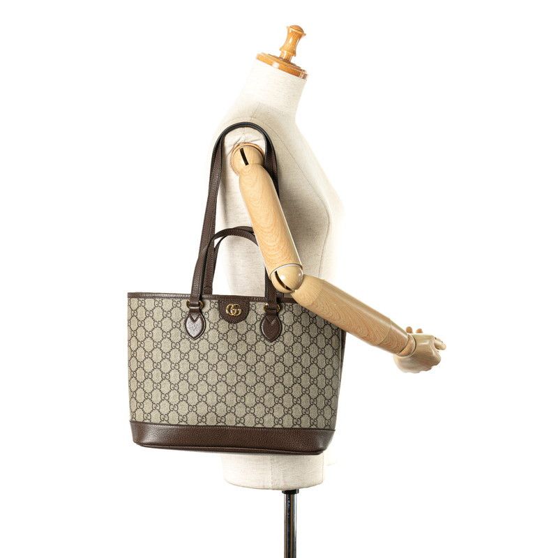 Gucci Gucci Gucci GG Supreme Tote Shoulder Bag Beige Brown Canvas Tote Bag 765043 in Great Condition Size ONE SIZE - 8 Thumbnail