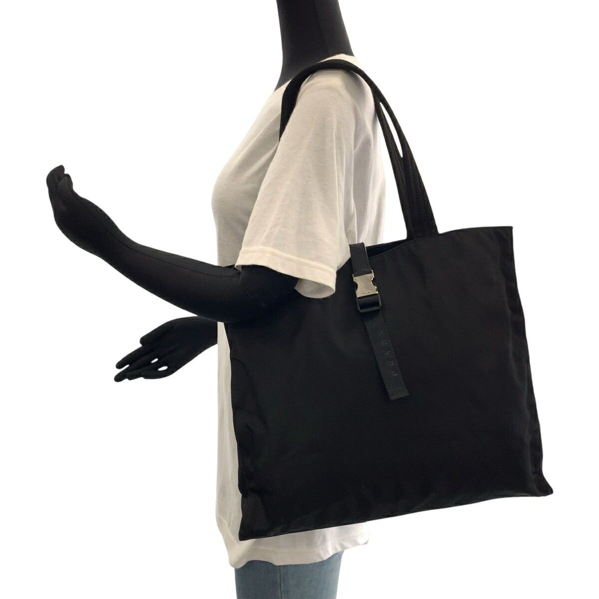 Prada Prada Prada Nylon Tessuto Black Tote Shoulder Bag Canvas Tote Bag 408572 in Very Good Condition Size ONE SIZE - 7 Thumbnail