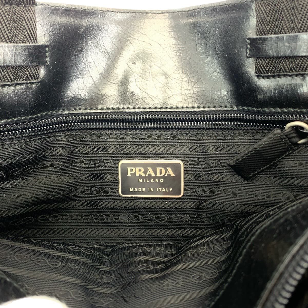 Prada Prada Prada Nylon Tessuto Black Tote Shoulder Bag Canvas Tote Bag 408572 in Very Good Condition Size ONE SIZE - 4 Thumbnail