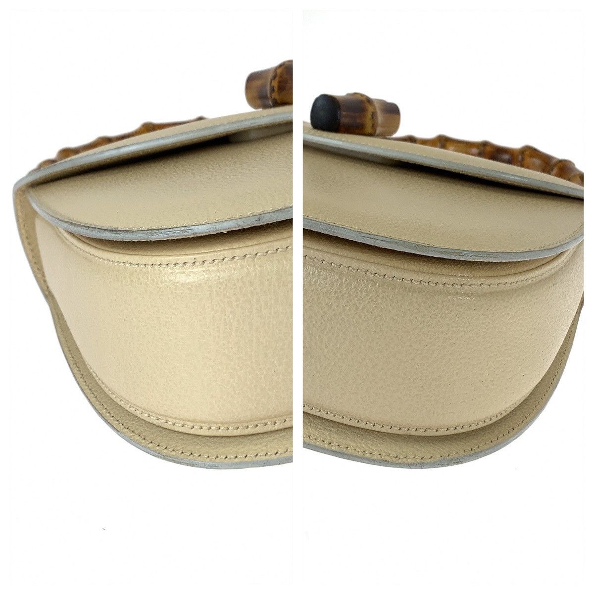 Gucci Gucci Gucci Bamboo Leather Handbag Off-White Beige Leather Handbag 0009260633 in Great Condition Size ONE SIZE - 3 Thumbnail