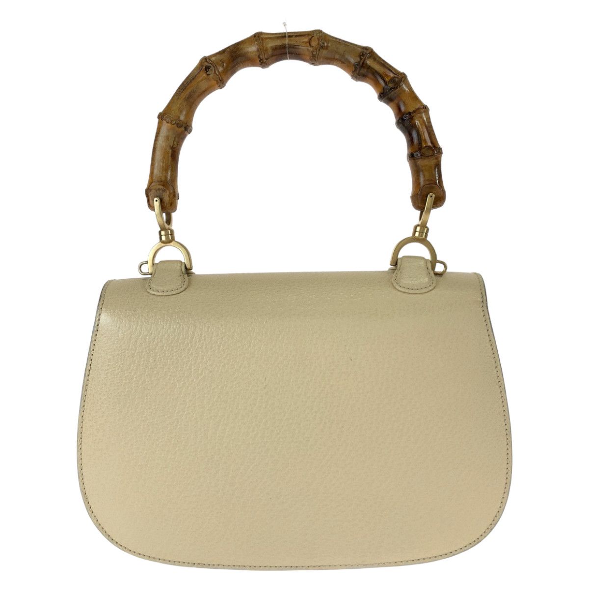 Gucci Gucci Gucci Bamboo Leather Handbag Off-White Beige Leather Handbag 0009260633 in Great Condition Size ONE SIZE - 2 Thumbnail