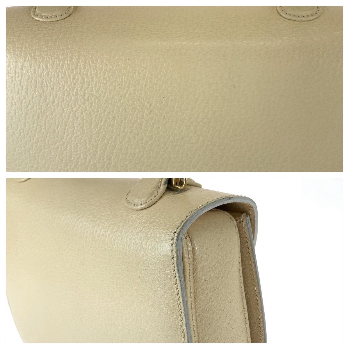 Gucci Gucci Gucci Bamboo Leather Handbag Off-White Beige Leather Handbag 0009260633 in Great Condition Size ONE SIZE - 6 Thumbnail