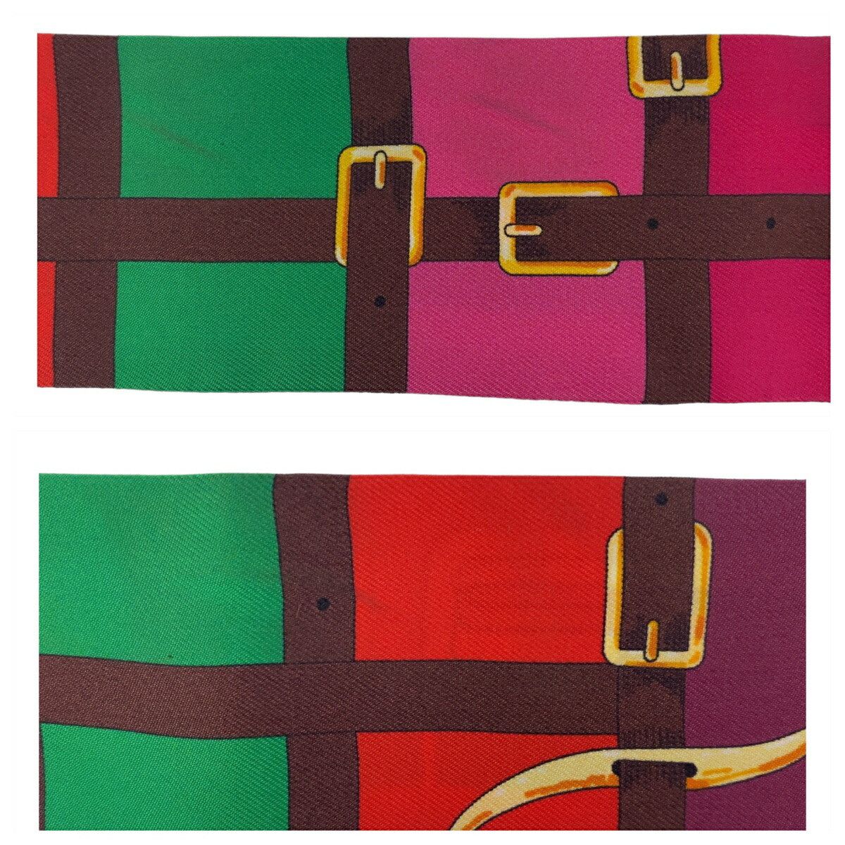 Hermes Hermes Hermes Silk Twilly Scarf Red Pink Green Canvas Scarf in Great Condition Size ONE SIZE - 4 Thumbnail