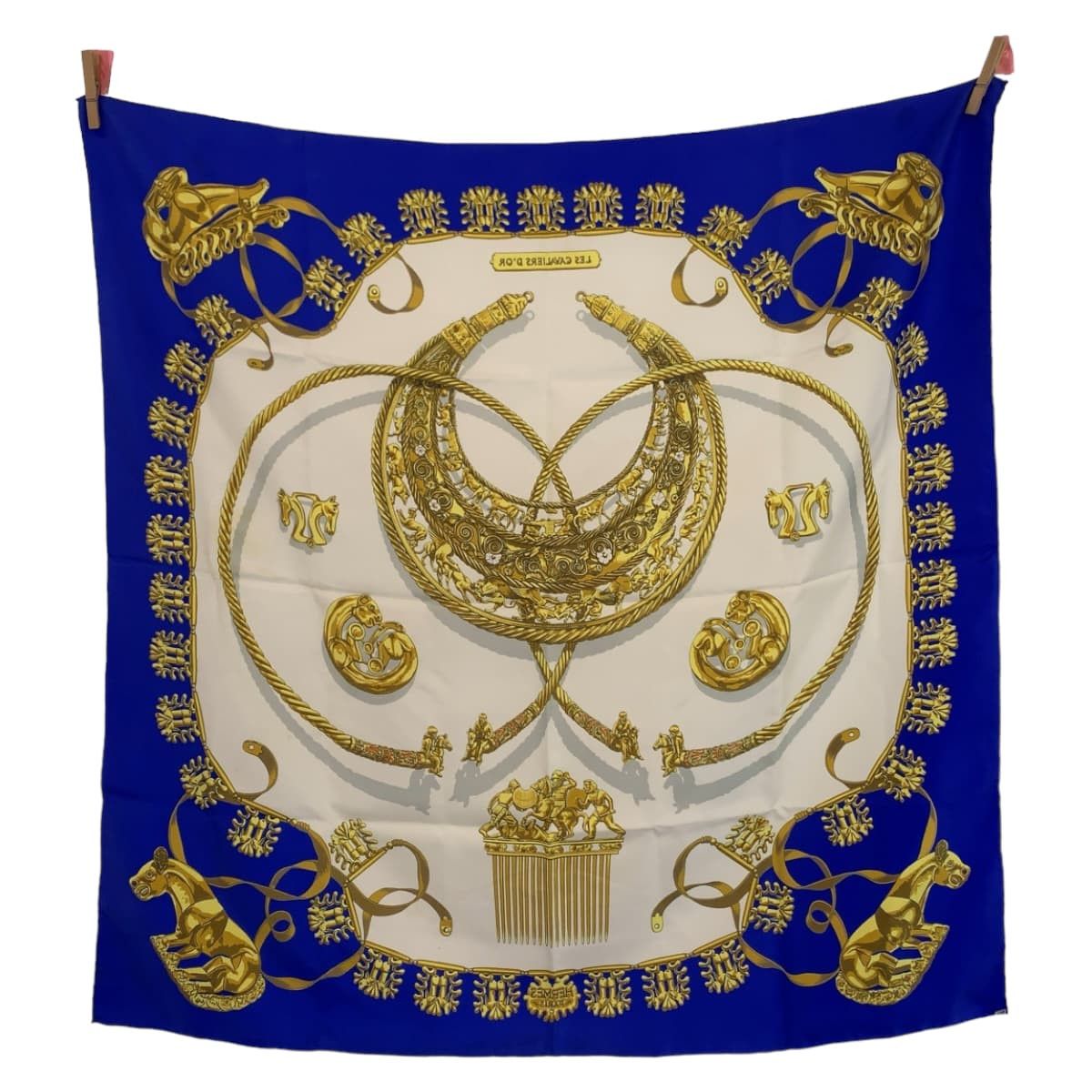 Hermes Hermes Hermes Silk Scarf LES CAVALIERS D'OR 90cm Canvas Scarf in Very Good Condition Size ONE SIZE - 2 Thumbnail