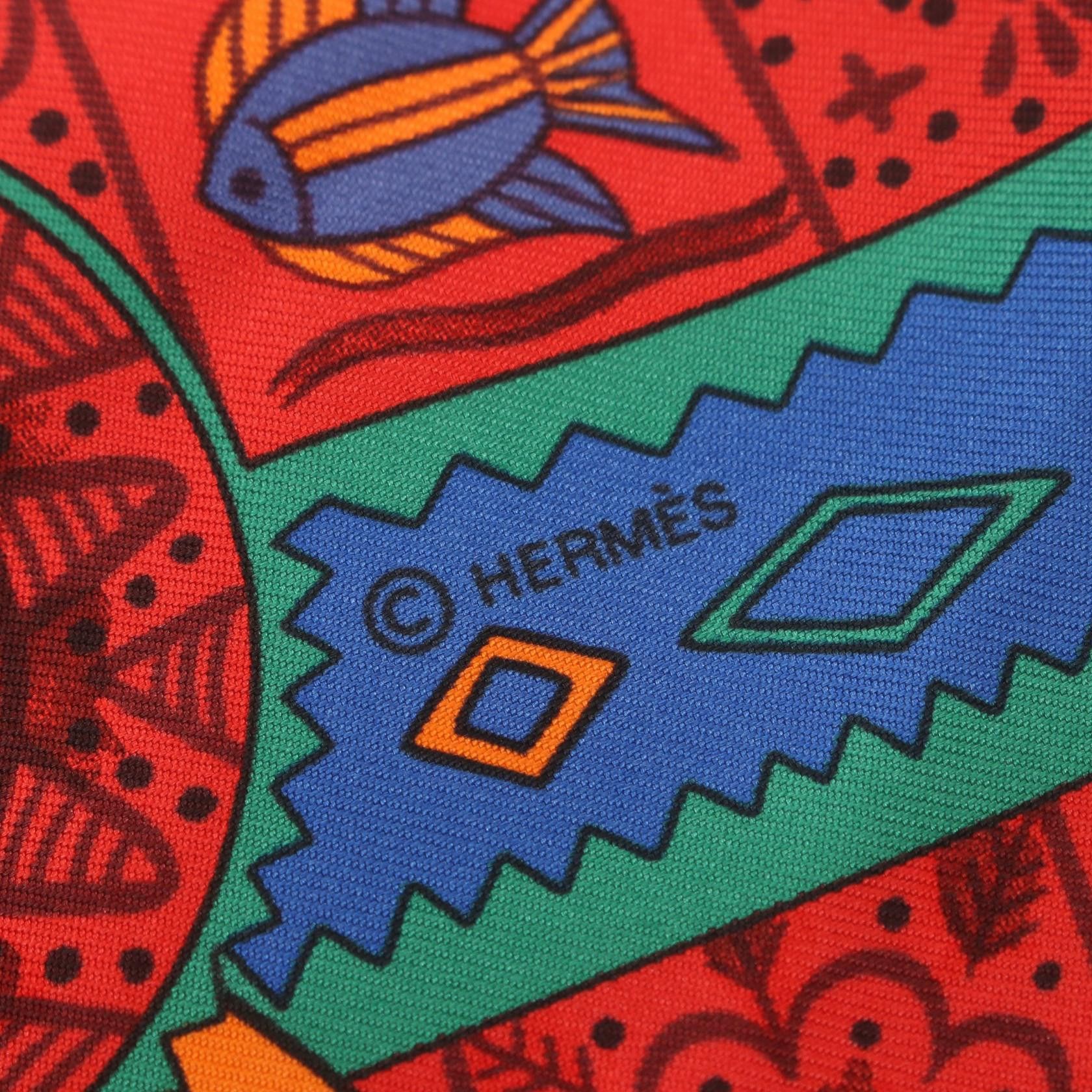 Hermes Hermes Carre 90 Ors Bleus D'Afrique Silk Scarf Canvas Scarf in Great Condition Size ONE SIZE - 2 Thumbnail