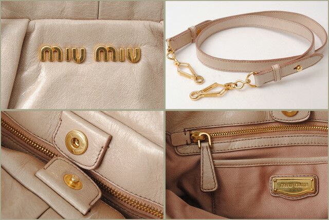 Miu Miu Miu Miu Miu Miu VITELLO LUX Leather 2way Shoulder Tote Bag Beige Leather Tote Bag miu-17-014 in Excellent Condition Size ONE SIZE - 4 Thumbnail