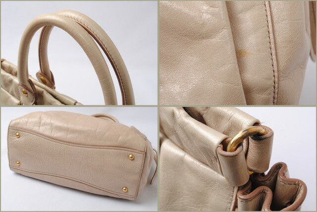 Miu Miu Miu Miu Miu Miu VITELLO LUX Leather 2way Shoulder Tote Bag Beige Leather Tote Bag miu-17-014 in Excellent Condition Size ONE SIZE - 3 Thumbnail