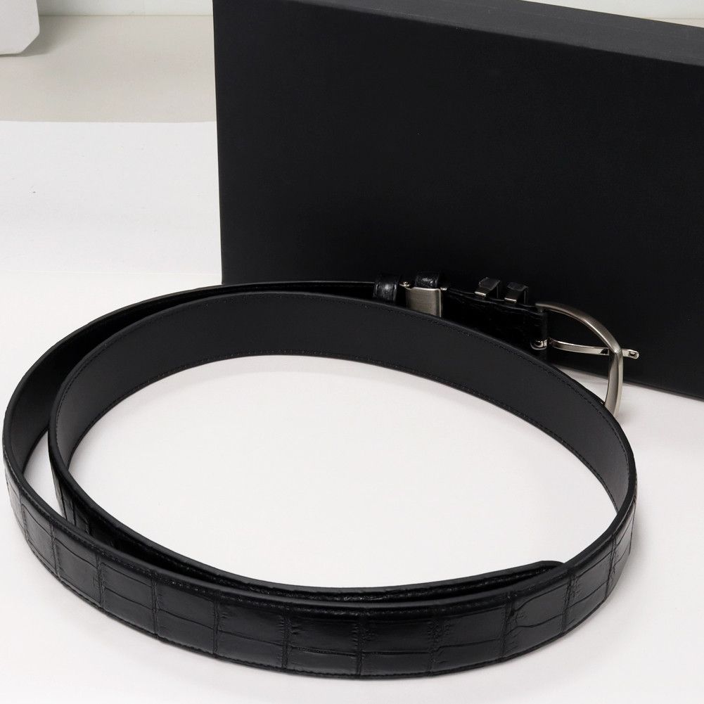 Other Other Crocodile Leather Belt Matte Black Stainless Buckle Leather Belt 2301445 in Pristine Condition Size ONE SIZE - 2 Thumbnail
