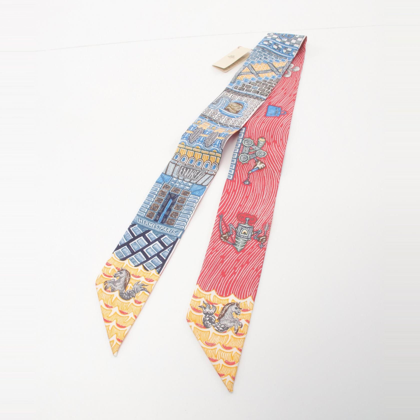 Hermes Hermes Super Silk Ques Twilly Silk Scarf Canvas Scarf H064011S in Excellent Condition Size ONE SIZE - 4 Thumbnail