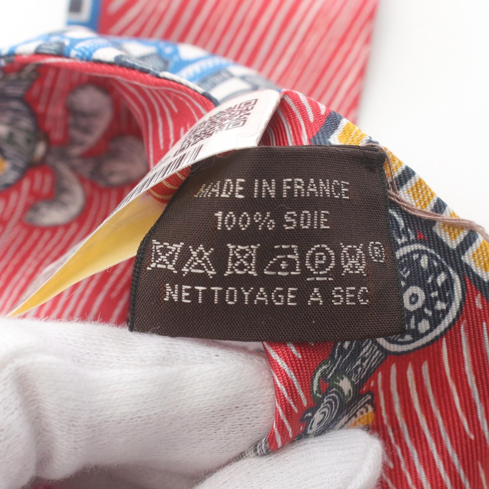 Hermes Hermes Super Silk Ques Twilly Silk Scarf Canvas Scarf H064011S in Excellent Condition Size ONE SIZE - 3 Thumbnail