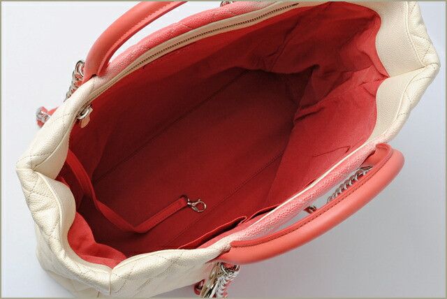 Chanel Chanel Chanel Caviar Skin 2way Tote/Shoulder Bag Coral Pink/Ivory Leather Tote Bag co-c-068 in Excellent Condition Size ONE SIZE - 4 Thumbnail