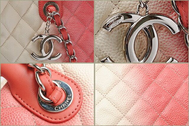 Chanel Chanel Chanel Caviar Skin 2way Tote/Shoulder Bag Coral Pink/Ivory Leather Tote Bag co-c-068 in Excellent Condition Size ONE SIZE - 2 Thumbnail