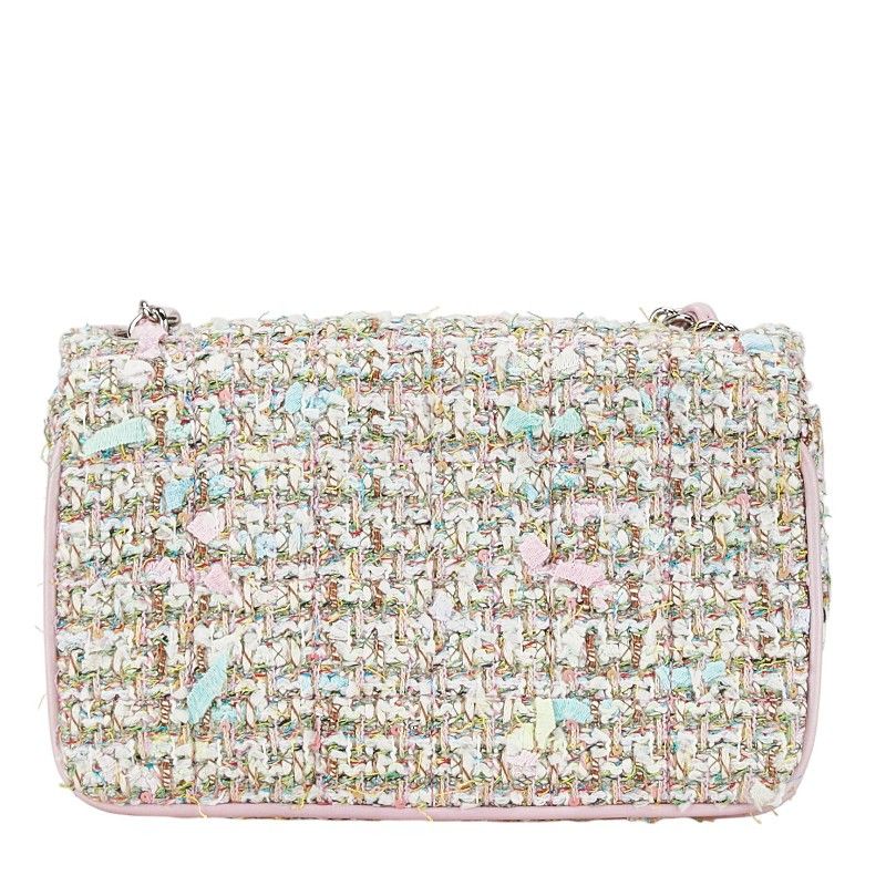 Chanel Chanel Chanel Tweed Leather Mini Handbag Canvas Handbag in Very Good Condition Size ONE SIZE - 3 Thumbnail