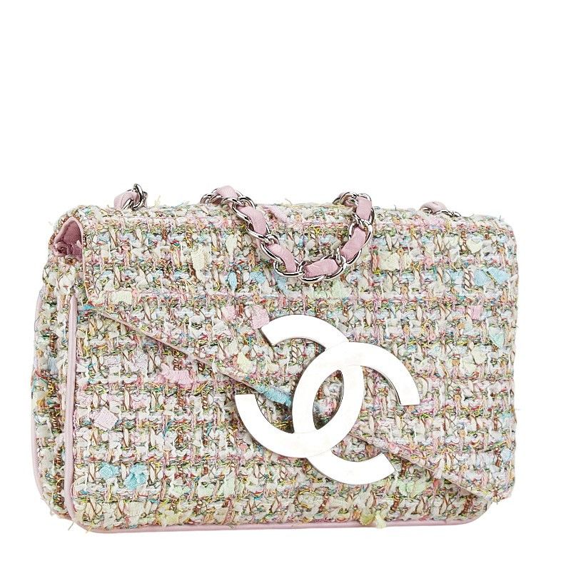 Chanel Chanel Chanel Tweed Leather Mini Handbag Canvas Handbag in Very Good Condition Size ONE SIZE - 2 Thumbnail
