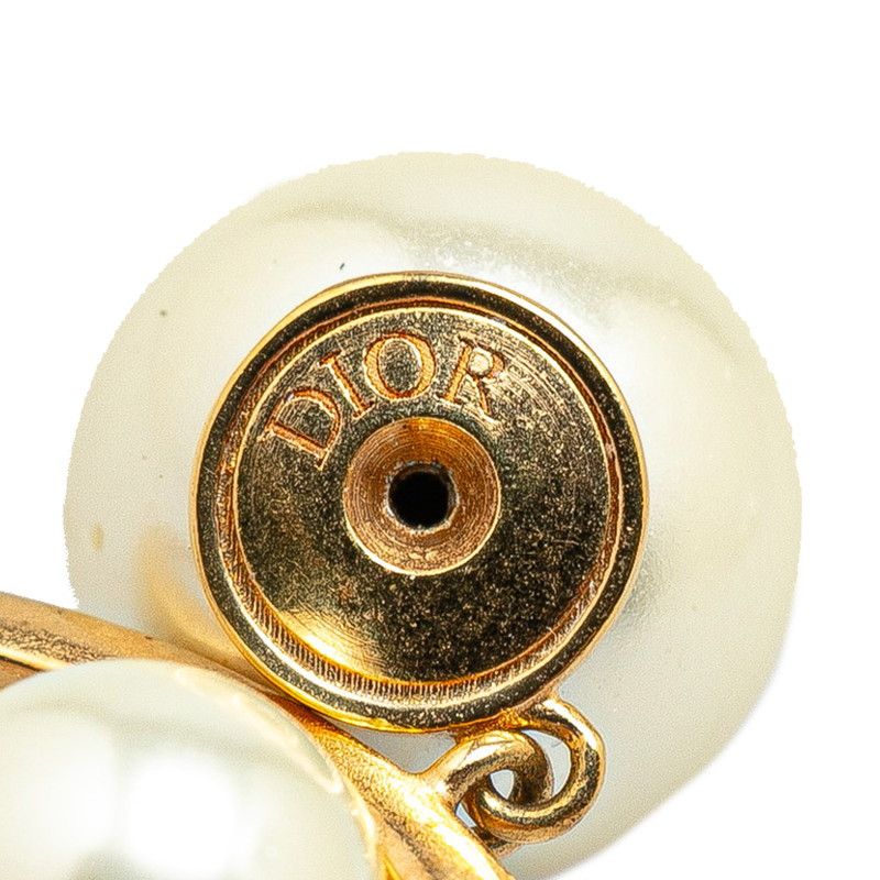 Dior Dior Dior CD Logo Faux Pearl Earrings Gold Metal Earrings in Very Good Condition Size ONE SIZE - 5 Thumbnail