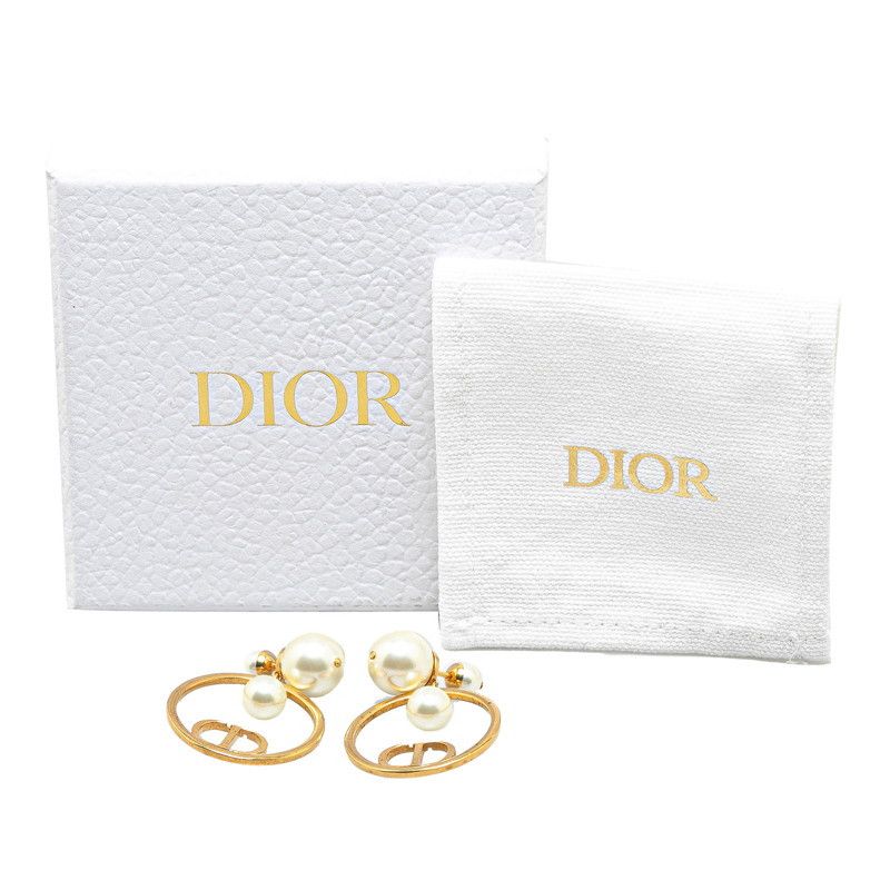 Dior Dior Dior CD Logo Faux Pearl Earrings Gold Metal Earrings in Very Good Condition Size ONE SIZE - 6 Thumbnail