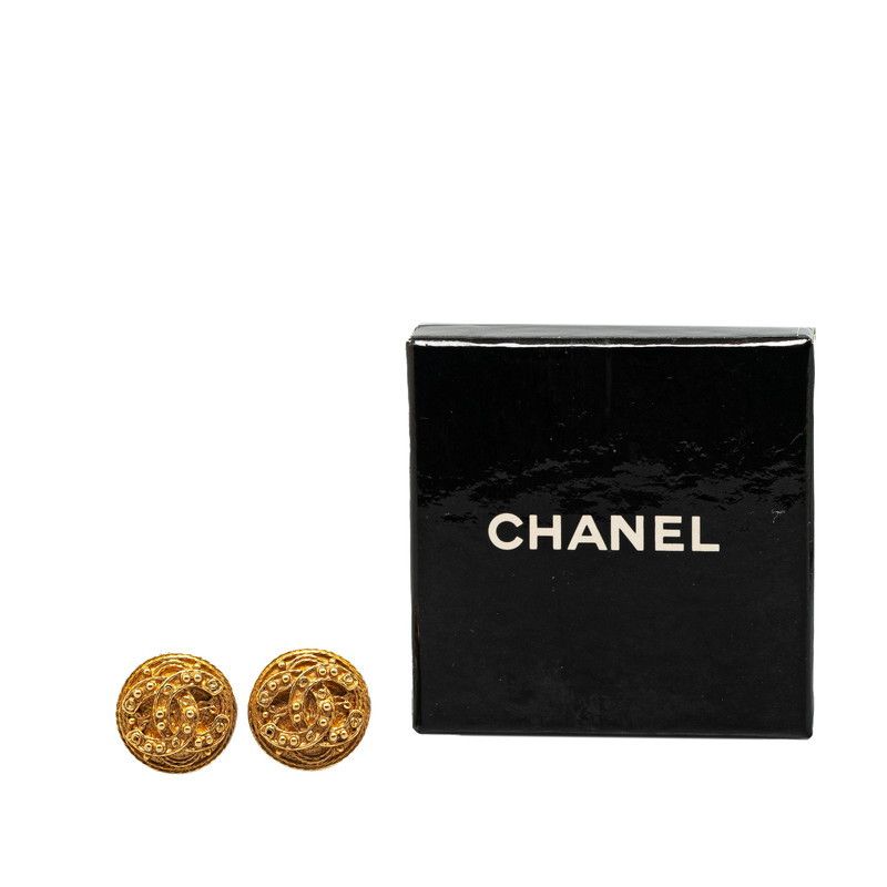 Chanel Chanel Chanel Vintage Coco Mark Round Earrings Gold Metal Earrings 94A in Very Good Condition Size ONE SIZE - 4 Thumbnail