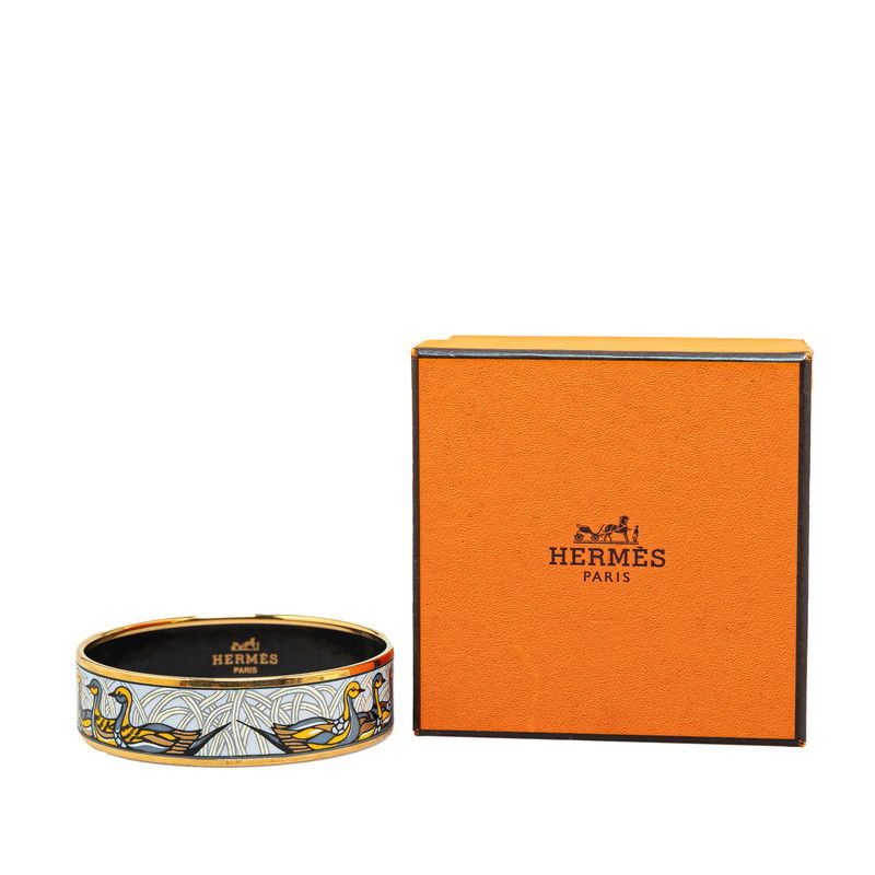 Hermes Hermes Hermes Enamel GM Bird Duck Motif Bangle Metal Bangle in Great Condition Size ONE SIZE - 6 Thumbnail