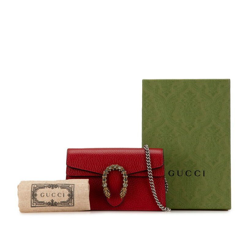 Gucci Gucci Gucci Dionysus Red Leather Chain Shoulder Bag Leather Crossbody Bag 476432 in Very Good Condition Size ONE SIZE - 5 Thumbnail