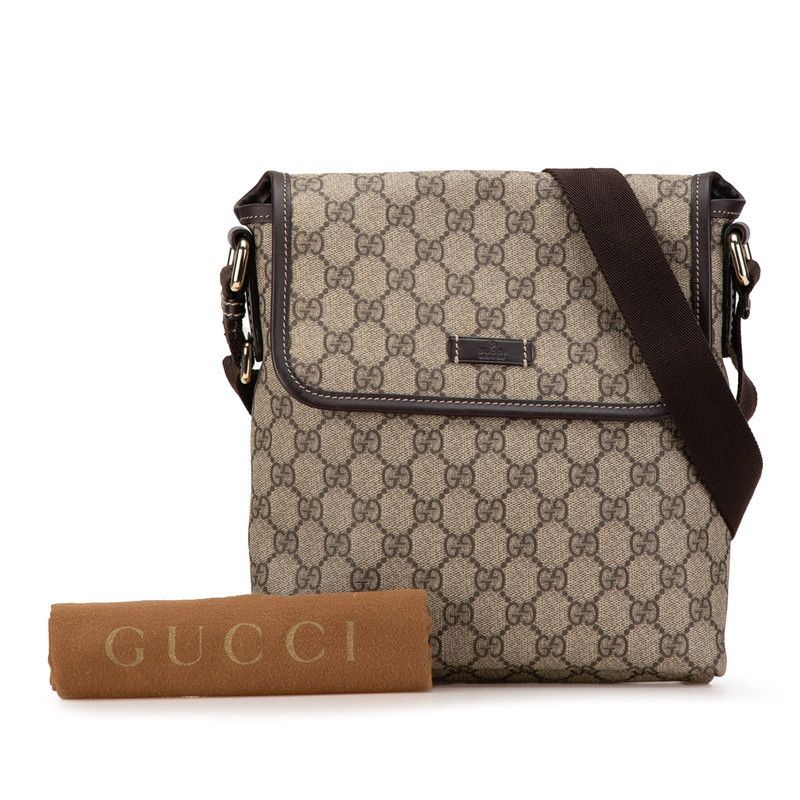 Gucci Gucci Gucci GG Supreme Shoulder Bag Beige Brown PVC Leather Canvas Crossbody Bag 223666 in Very Good Condition Size ONE SIZE - 8 Thumbnail