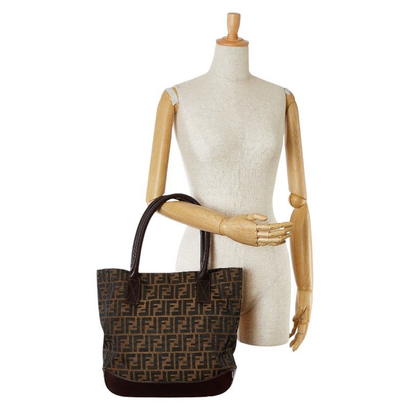Fendi Fendi Fendi Zucca Canvas Leather Tote Bag Canvas Tote Bag in Very Good Condition Size ONE SIZE - 9 Thumbnail