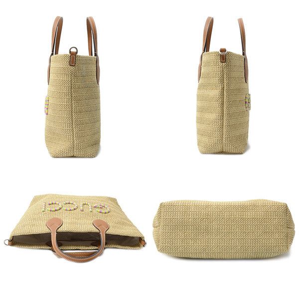 Gucci Gucci Gucci Patch Small Tote Bag Brown Natural Material Tote Bag 779671 in Great Condition Size ONE SIZE - 4 Thumbnail